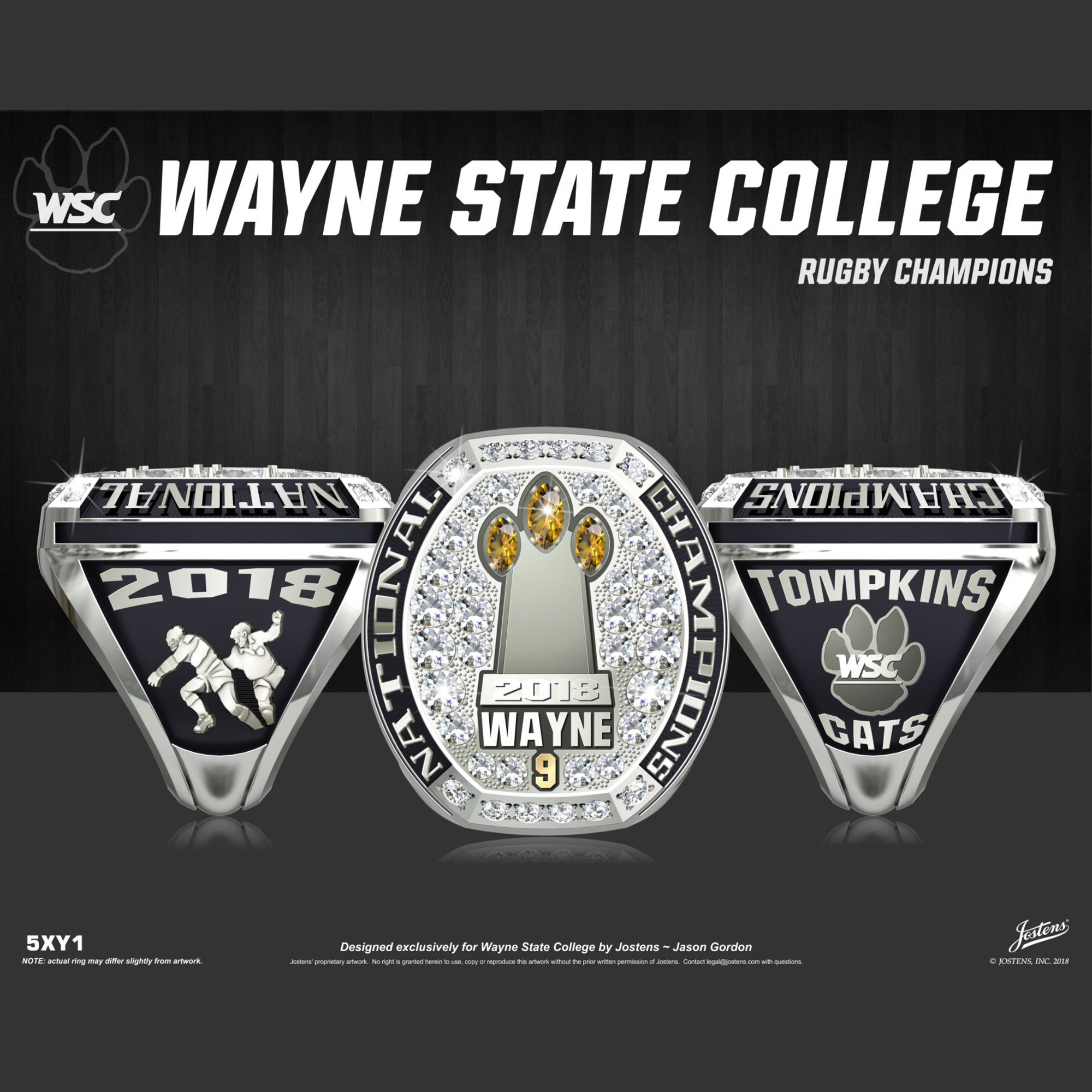 Wayne State College Women's Rugby 2018 National Championship Ring