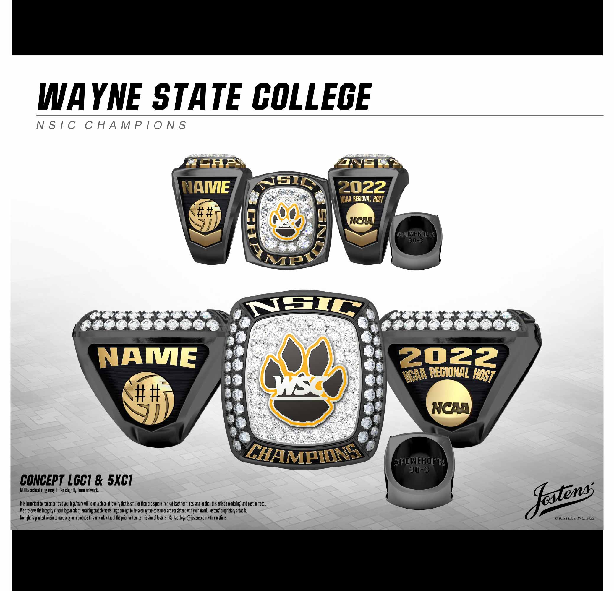 Wayne State College Women's Volleyball 2022 NSIC Championship Ring