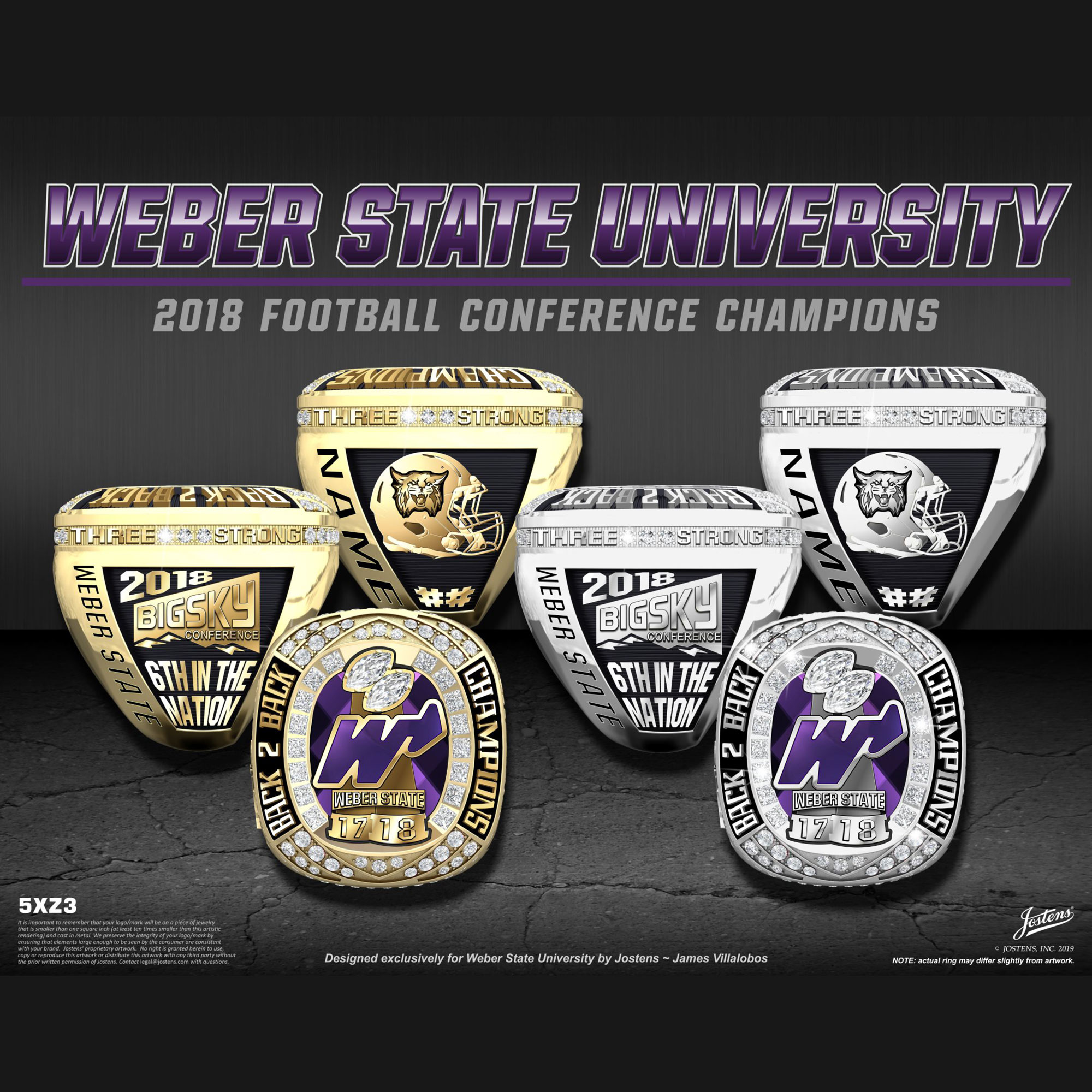 Weber State University Men's Football 2018 Big Sky Championship Ring