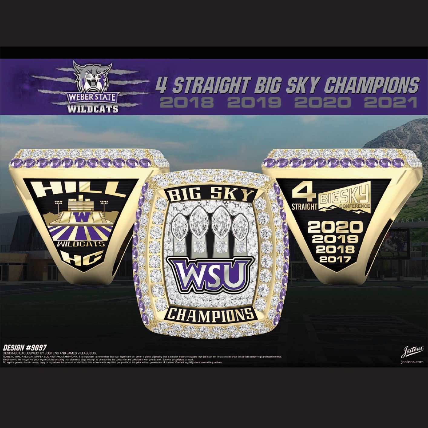 Weber State University Men's Football 2021 Big Sky Championship Ring