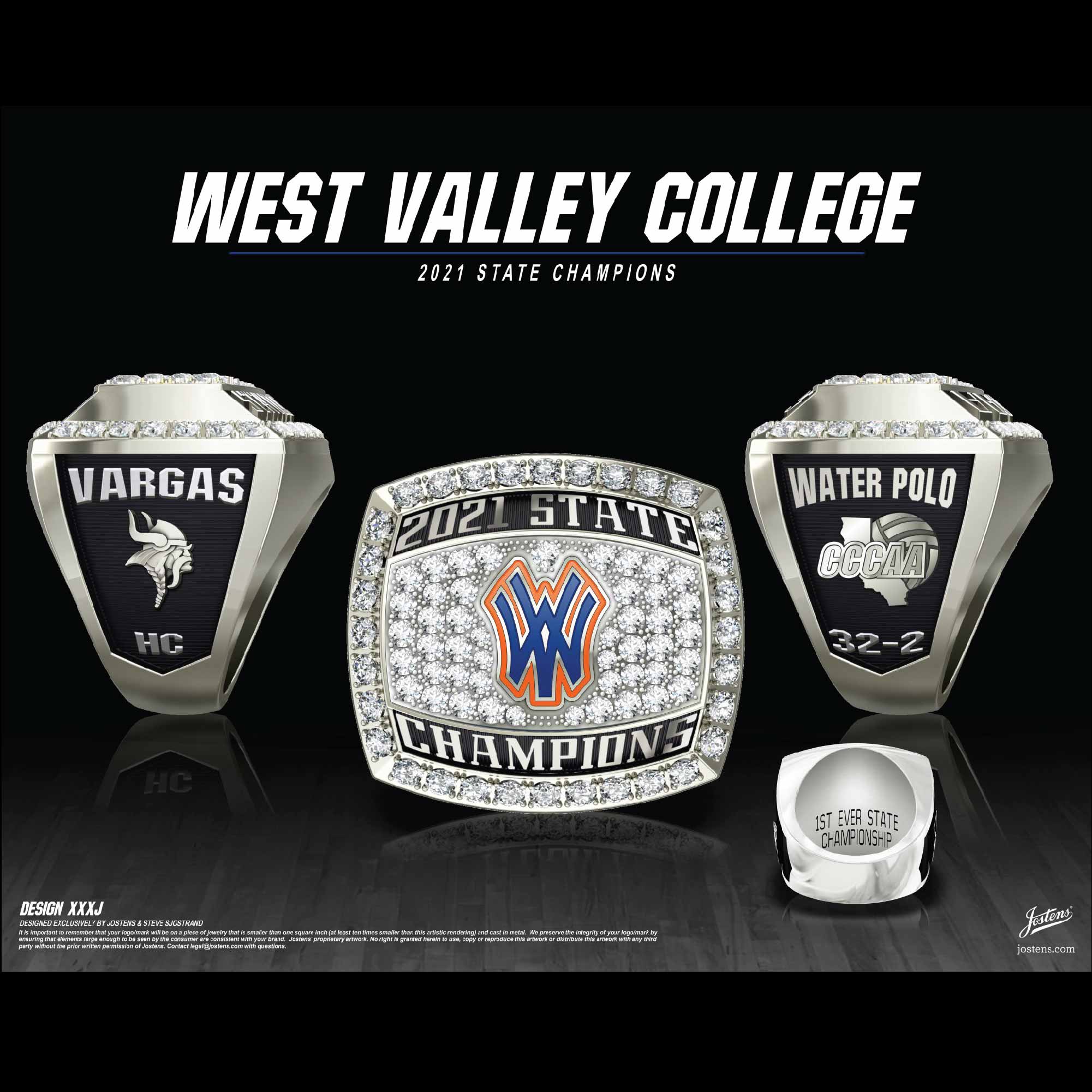 West Valley College Women's Water Polo 2021 State Championship Ring