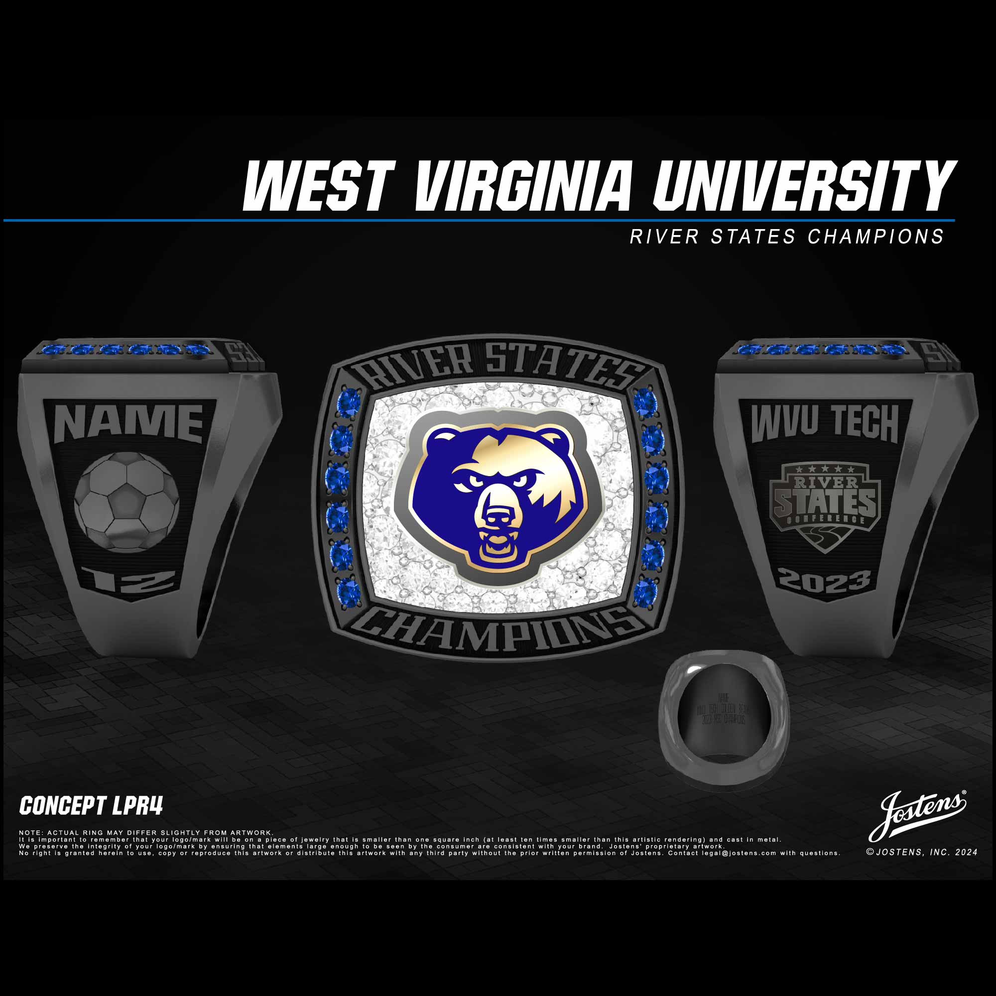 West Virginia Institute of Technology Men's Soccer 2023 River States Championship Ring