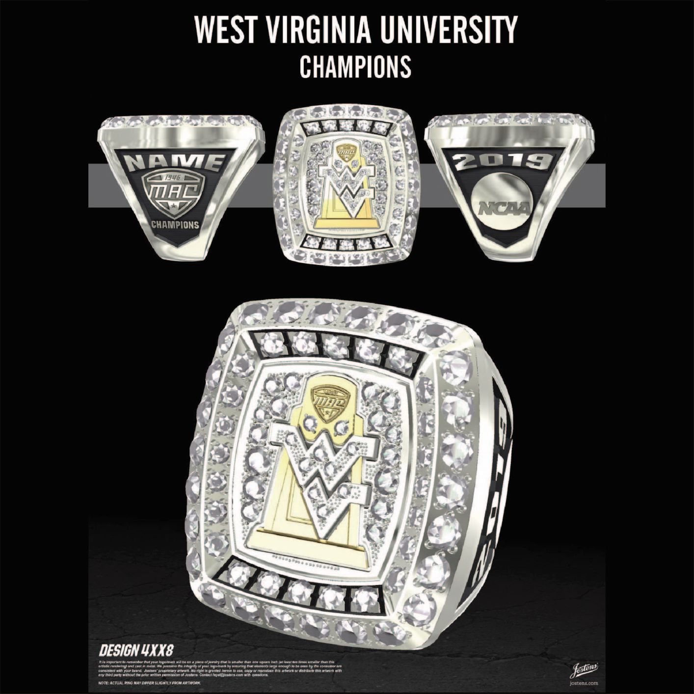 West Virginia University Men's Soccer 2019 MAC Championship Ring