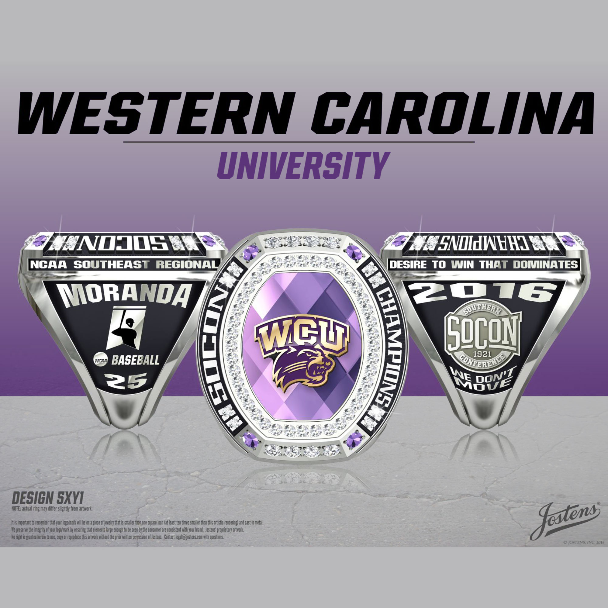 Western Carolina University Men's Baseball 2016 SoCon Championship Ring