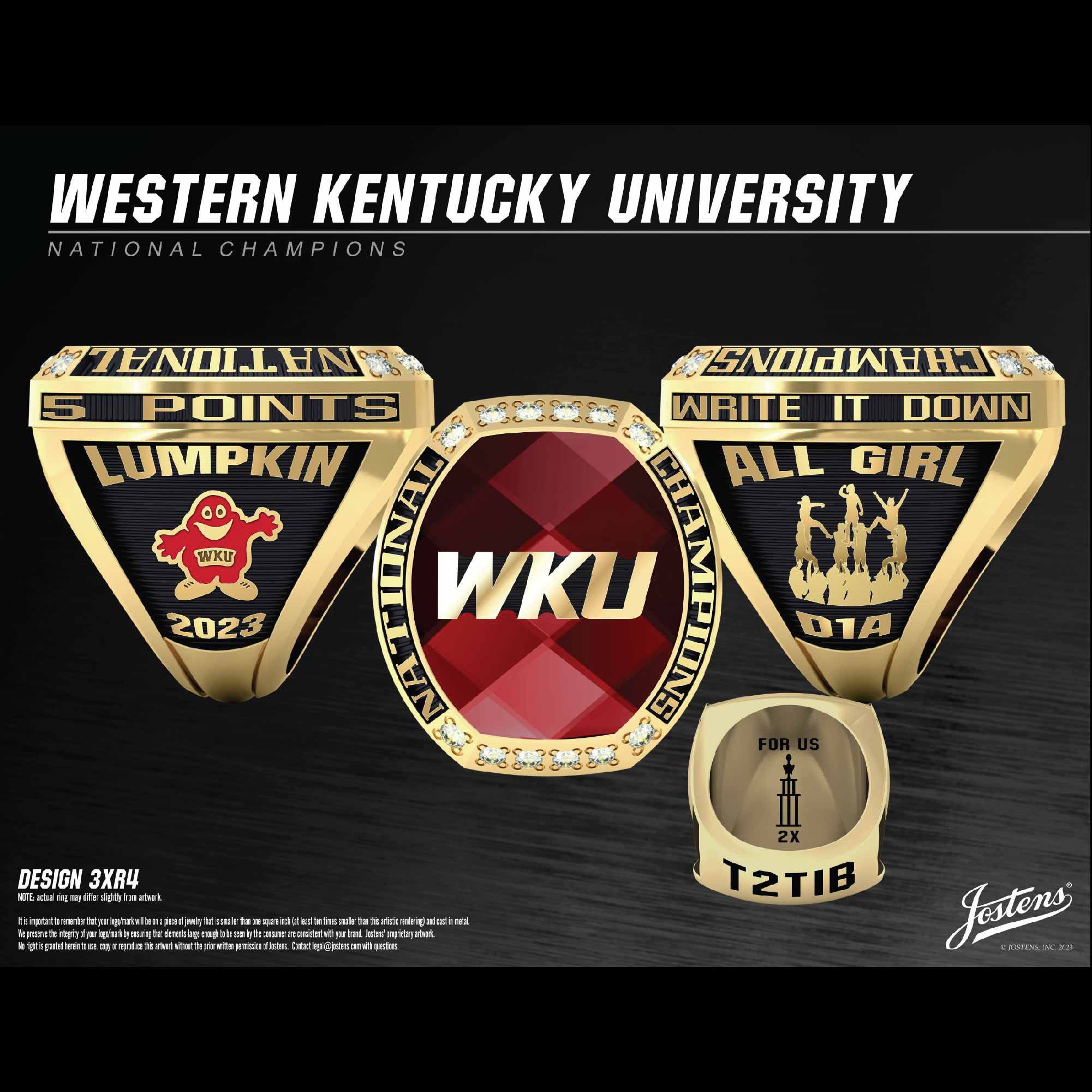 Western Kentucky University Women's Cheer 2023 National Championship Ring