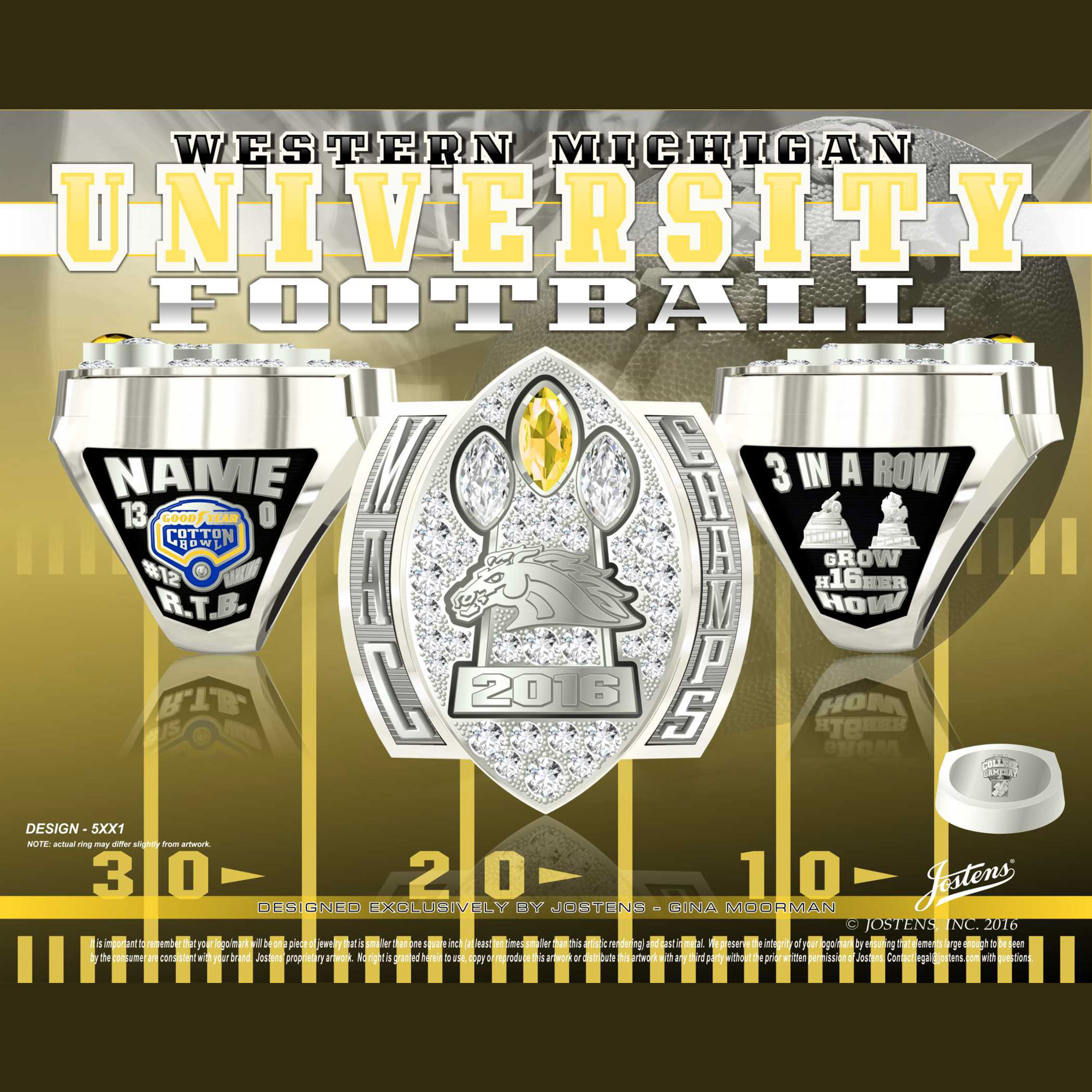 Western Michigan University Men's Football 2016 MAC Championship Ring