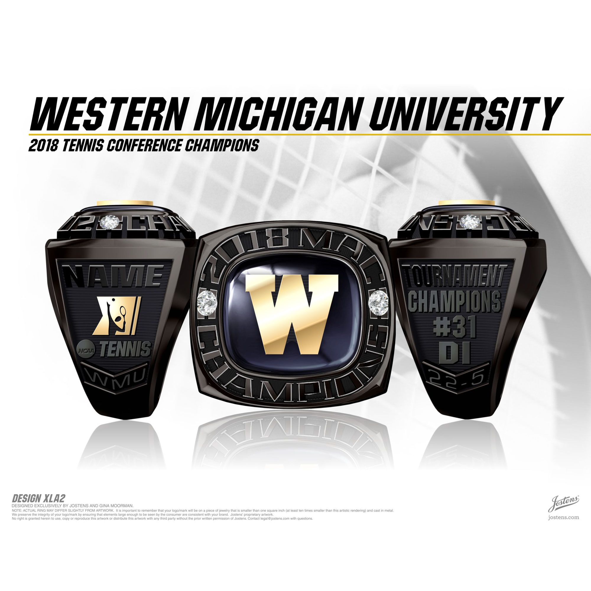 Western Michigan University Men's Tennis 2018 MAC Championship Ring