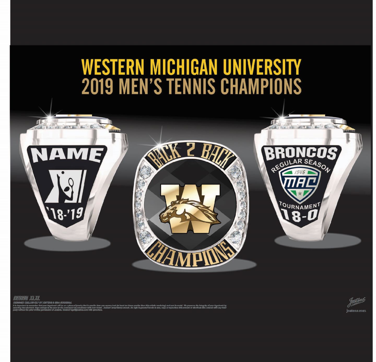 Western Michigan University Men's Tennis 2019 Mac Championship Ring