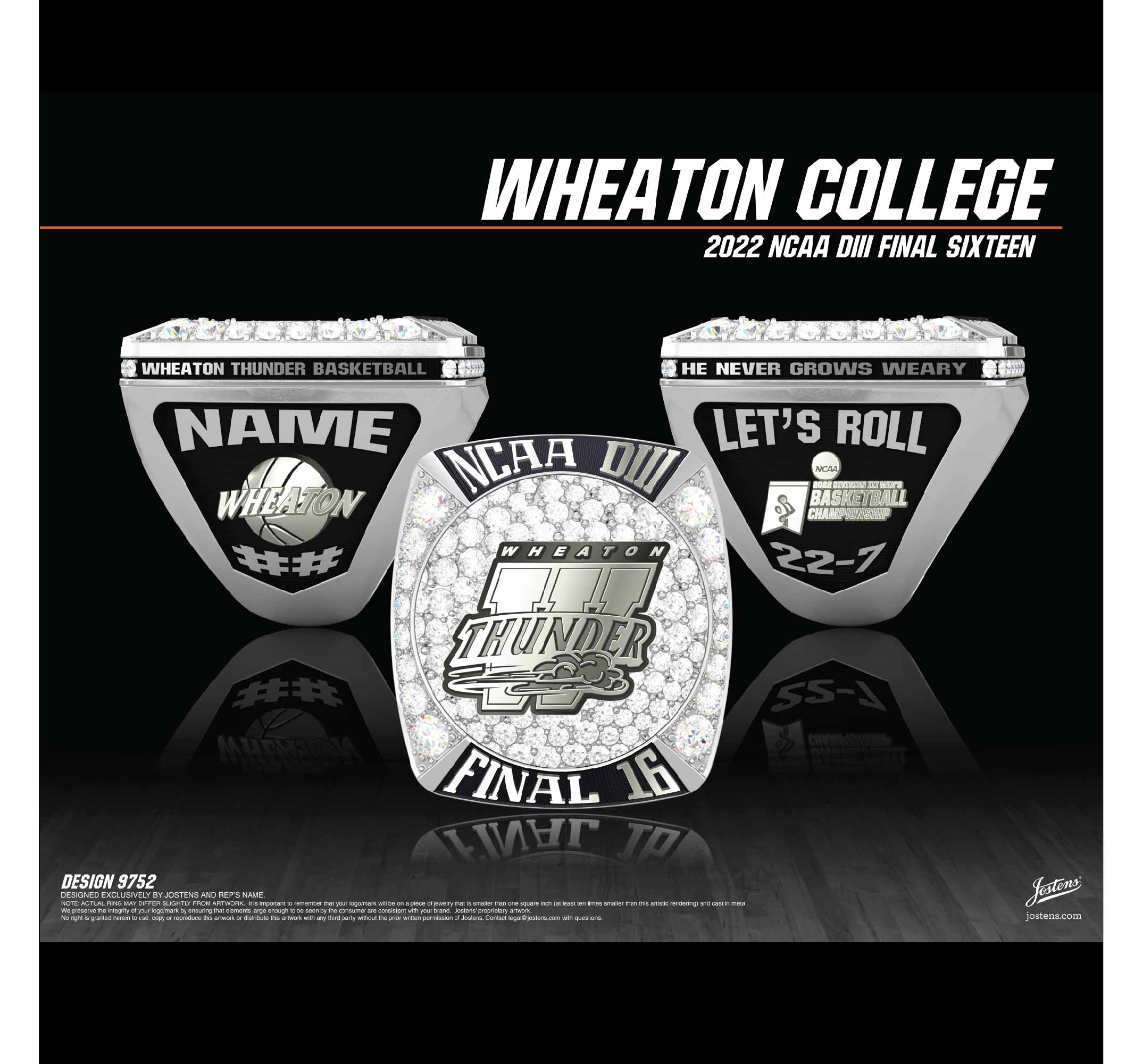 Wheaton College Men's Basketball 2022 Final 16 Championship Ring