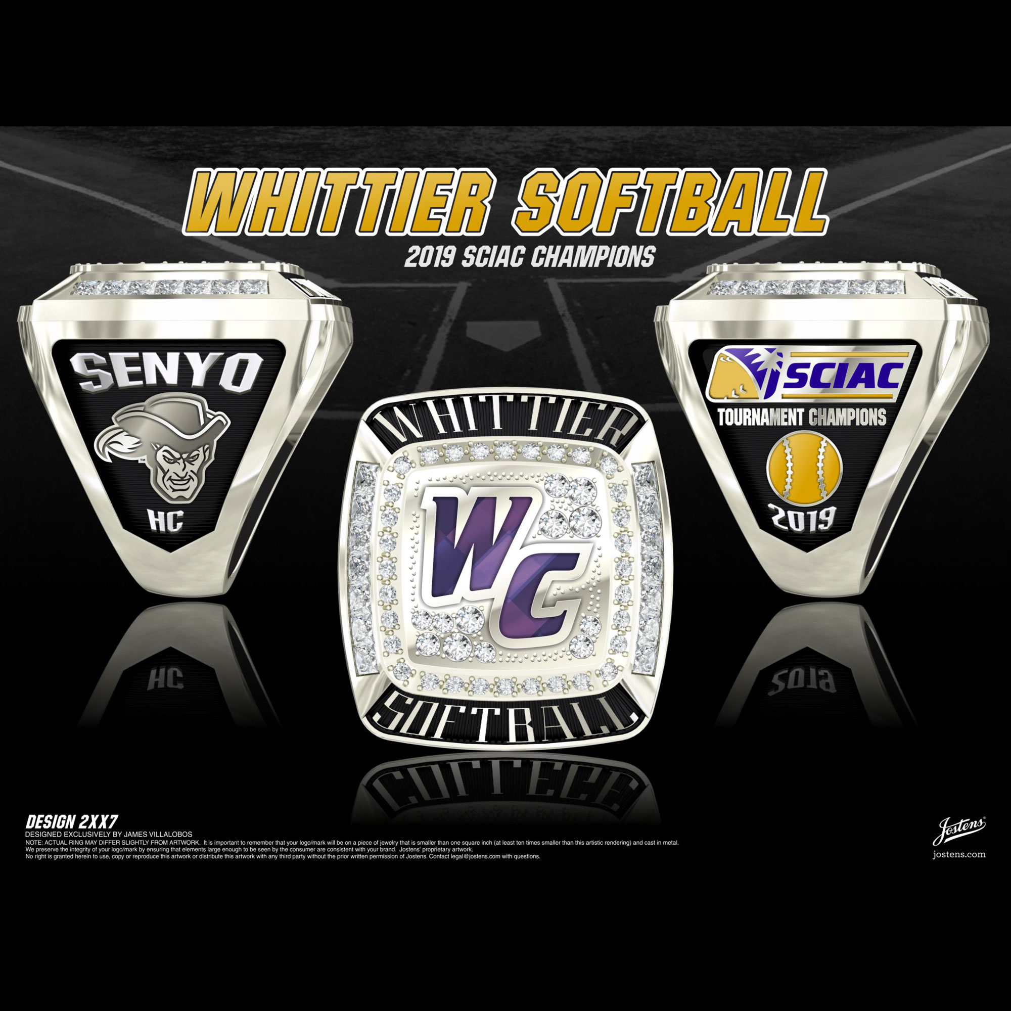 Whittier College Women's Softball 2019 SCIAC Championship Ring