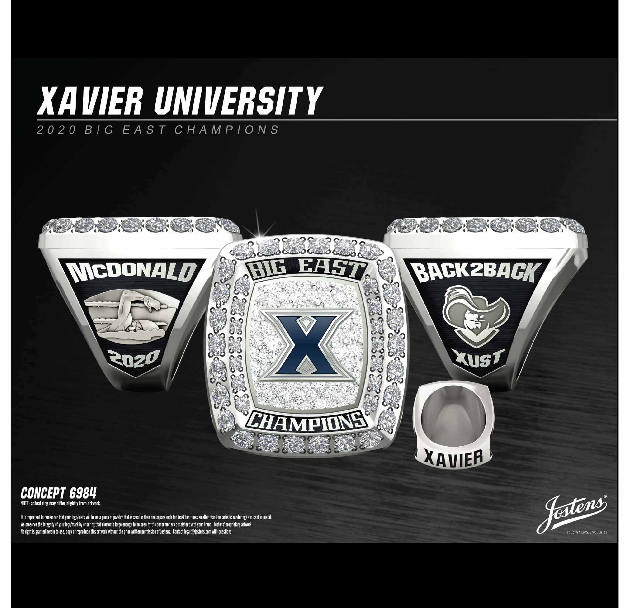 Xavier University Men's Swimming & Diving 2020 Big East Championship Ring