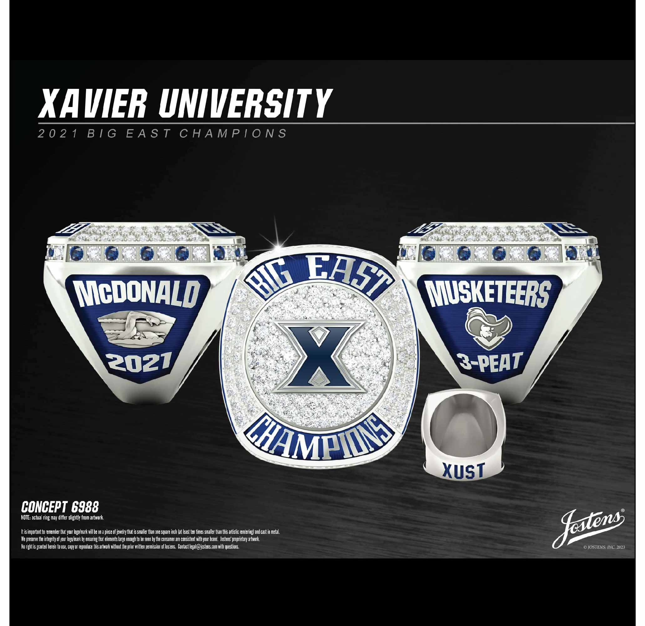 Xavier University Men's Swimming & Diving 2021 Big East Championship Ring