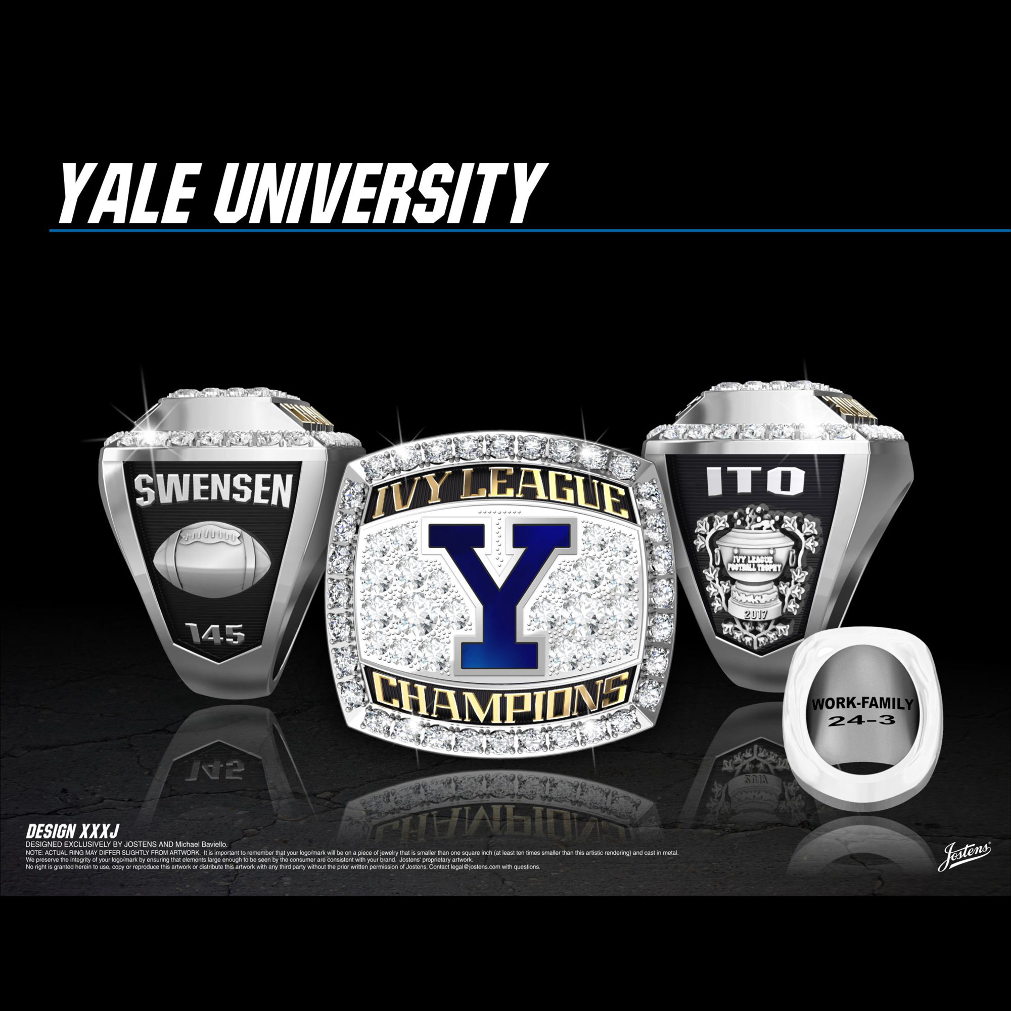 Yale University Men's Football 2017 Ivy League Championship Ring