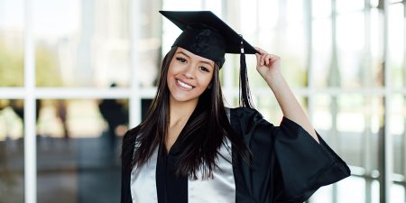 Student in cap and gown