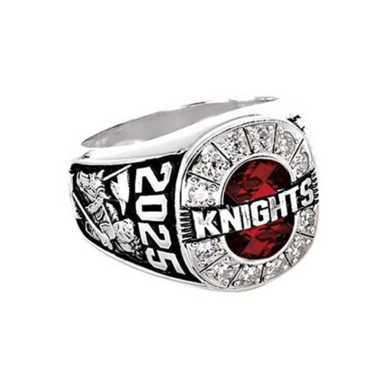 Men s Vanguard A39 High School Class Ring in Gold with Ruby