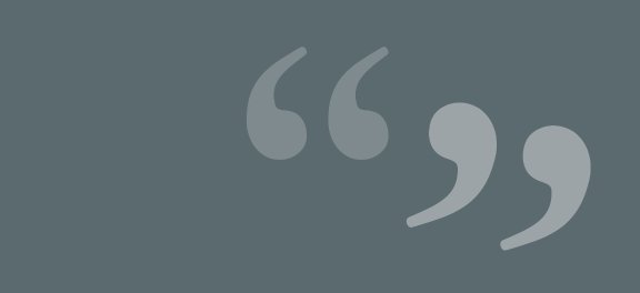 Grey banner with decorative quotation marks