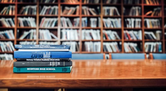 Stack of Books in a library