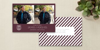 Graduate holding Jostens personalize photo card