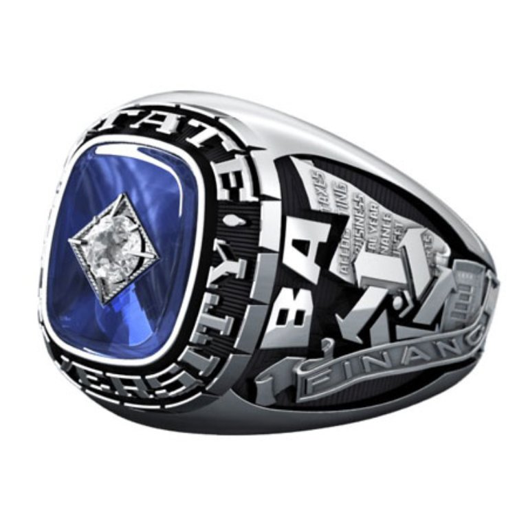 14K White Gold Blue Zircon (6.9ct) with Diamonds (1.10ct) Ring